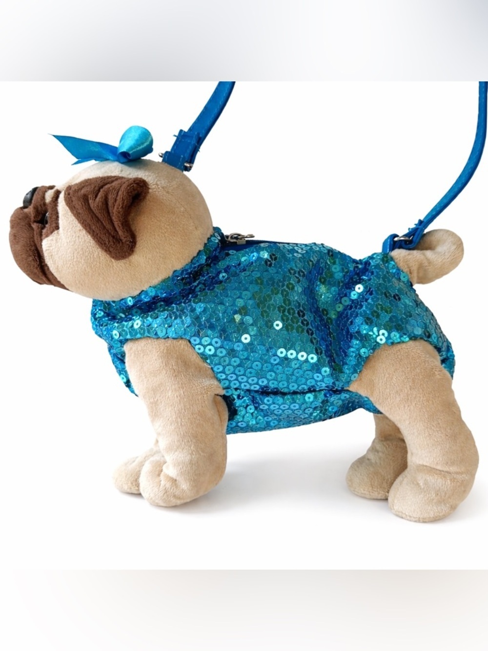Pug dog purse, sequin and heart shoulder bag handbag- Poochie & Co.